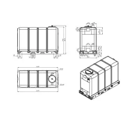 Емкость KR 4000л под плотность до 1.5 г/см3 белая в обрешетке (полный слив)
