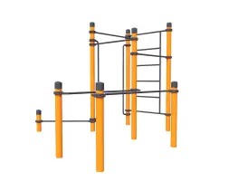 3 турника, параллельные брусья для колясочников, шведская стенка, перекладина для отжиманий и вертикальные поручни для ОВ «Титан»