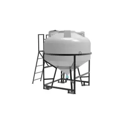 Емкость ЦКТ 3000 л с патрубком 160мм с фланцем под плотность до 1,2 г/см3 белая в обрешетке с лестницей