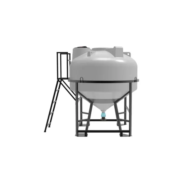 Емкость ЦКТ 3000 л с патрубком 160мм с фланцем под плотность до 1,2 г/см3 белая в обрешетке с лестницей