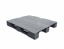 Паллет (поддон) пластиковый усиленный перфорированный на 3-х полозьях, 1200х1000х150 мм, серый [02.114.91.PEF.T10Х]