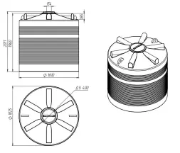 Емкость для хранения жидких минеральных удобрений (КАС, ЖКУ и др) 5000 ЭВЛ красный