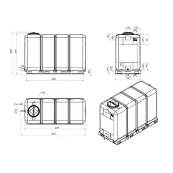 Емкость KR 4000л с 1 патрубком 63 мм белая в обрешетке (полный слив)