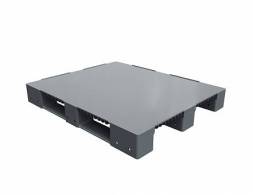 Паллет (поддон) пластиковый усиленный сплошной на 3-х полозьях, 1200х1000x150 мм, серый [02.114F.91.PEF.T20X]