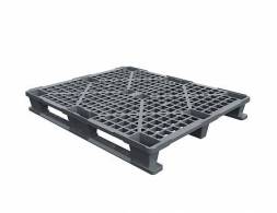 Паллет (поддон) пластиковый перфорированный на 2-х полозьях, 1200х1000x150 мм, серый [02.112.91.С71/2]
