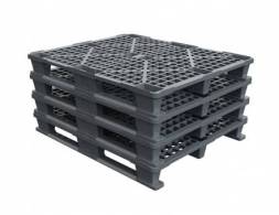 Паллет (поддон) пластиковый перфорированный на 2-х полозьях, 1200х1000x150 мм, серый [02.112.91.С71/2]