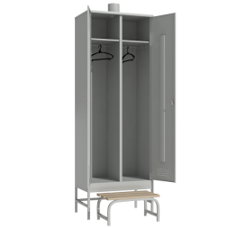 Шкаф для одежды рабочего с принудительной вентиляцией с выдвижной скамьей [12800]