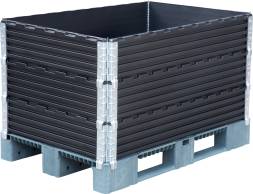 Усиленная складная паллетная рама (евроборт), 1200х800х200 мм, серый