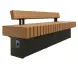 Скамейка стальная «Wood Bench» с USB-входами 2,0 м (одна спинка)