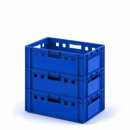 Ящик пластиковый для мяса Е2 (глубокой заморозки), 600х400х200 мм, синий