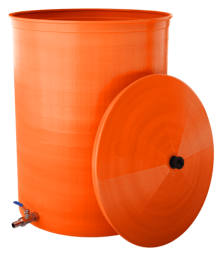 Бочка пластиковая садовая с краном 3/4" из латуни для дождевой воды и полива, 150л, терракотовый [352]