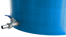 Бочка пластиковая садовая с краном 3/4" из латуни для дождевой воды и полива, 150л, голубой [362]