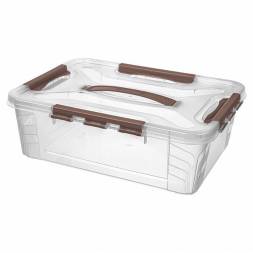Ящик для хранения универсальный с замками и ручкой Grand Box, 10л, коричневый