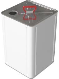 Канистра металлическая квадратная с пластиковой ручкой, 18 л, отверстие под берикап 42мм, белый [4112]