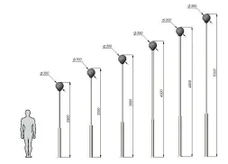 Стальной фонарный столб Т-01 со светильником 3,8 м
