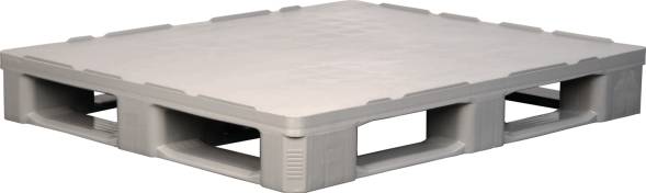 Паллет (поддон) пластиковый гигиенический cплошной на 5-ти полозьях, 1200х1000х160 мм, серый [IR 1210-5R-G]