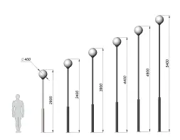 Стальной фонарный столб Т-02 со светильником 4,9 м