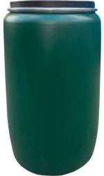 Бочка пластиковая с крышкой и металлическим обручем, 227 л, зеленый [БП 227о]