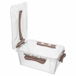 Ящик для хранения универсальный с замками и ручкой Grand box, 290x190x124мм, 4,2л, коричневый