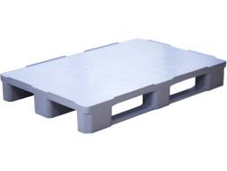 Паллет (поддон) пластиковый сплошной гигиенический на 3-х полозьях, 1200x800х160 мм, серый [IR 1208-3R-G]