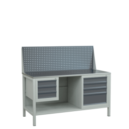 Верстак 1500 с 2 тумбами с ящиками, полкой и экраном [9512]