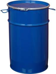 Бочка металлическая (стальная) с крышкой-обруч и ручками, 55 л, синий [БСЗ 55о]
