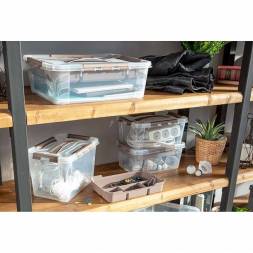 Ящик для хранения универсальный с замками и ручкой Grand box, 6,65л, коричневый