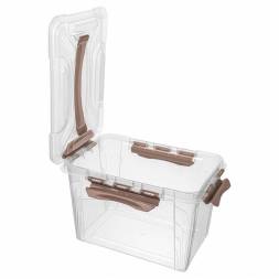 Ящик для хранения универсальный с замками и ручкой Grand box, 6,65л, коричневый