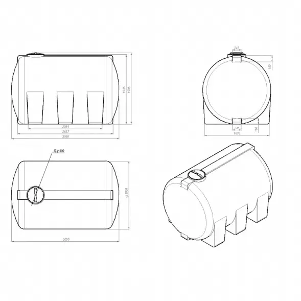 Емкость для хранения жидких минеральных удобрений (КАС, ЖКУ и др) 8000 H с откидной крышкой красный