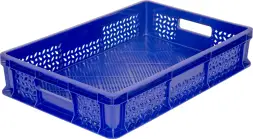 Ящик пластиковый перфорированный, 600×400×120 мм, 22 л, синий [704.01.01]