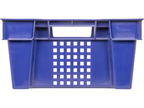 Ящик пластиковый перфорированный, 600x400x200 мм, 48 л, синий [102-1]