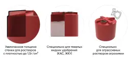 Емкость для хранения жидких минеральных удобрений (КАС, ЖКУ и др) 8000 HR с откидной крышкой красный