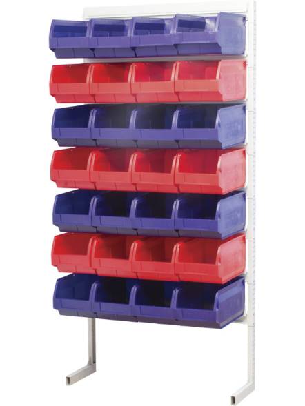 Стойка (стеллаж) односторонняя для хранения мелких предметов, 1000х400х2000 мм, 28 ящиков (5004), синий [7012-5004]