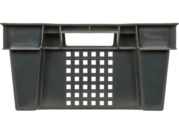 Ящик пластиковый перфорированный, 600x400x200 мм, 48 л, черный [102-1]