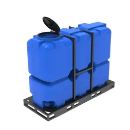 Емкость ST 2000л с патрубками 100мм с откидной крышкой синяя в обрешетке