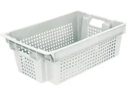 Ящик пластиковый морозостойкий перфорированный, 600x400x200 мм, 48 л, белый [102-1]