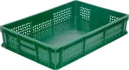 Ящик пластиковый перфорированный, 600x400x120 мм, 22 л, зеленый [704.02.02 м]
