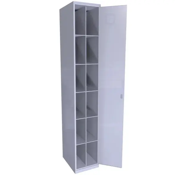 Металлический шкаф ХПГ 12 для СИЗ и противогазов 1800х300х400 мм с дверью Светло-серый