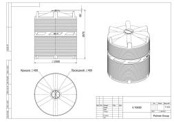 Емкость (резервуар) пластиковая вертикальная с крышкой, 10000 л, 400 мм, зеленый [TV10000S2]