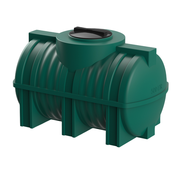 Емкость пластиковая горизонтальная для хранения воды и дизельного топлива, 500 л, зеленый [TG500S2]