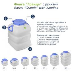 Фляга (бидон) пластиковая для пищевых продуктов Martika Гранде, 20 л, белый