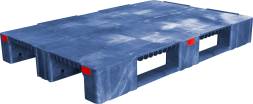 Паллет (поддон) пластиковый сплошной усиленный на 3-х полозьях, 1200x800х150 мм, синий [1200800150-00]