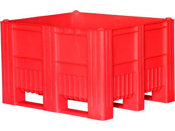 Крупногабаритный сплошной пластиковый контейнер на полозьях Big Box, 1200х1000х740 мм, красный [12001000740-00]