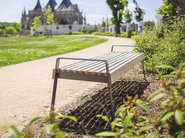 Скамейка стальная «Глория Вуд» без спинки