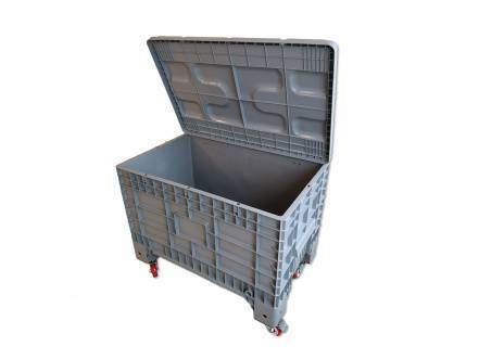 Крупногабаритный сплошной пластиковый контейнер на колесах с крышкой, 1020х640х675 мм, серый [11.605F.92.PE.C10]