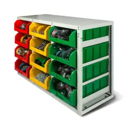 Стеллаж с направляющими Стелла-техник V4-12 стационарный, односторонний, 12 ячеек с ящиками