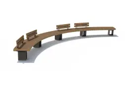 Скамейка стальная «Радиус» 1 м.п. - со спинкой (композит)