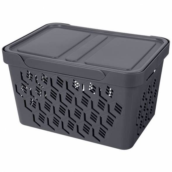 Ящик с крышкой универсальный Deluxe, 18л, серый