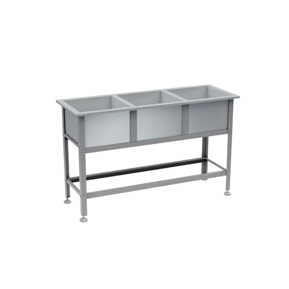 Ванна моечная из нержавеющей стали 3 раковины 870x1490x530 [16828]