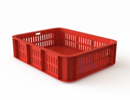 Лоток пластиковый кондитерский с перфорированными стенками и сплошным дном, 435х335х110 мм, красный [12.431e.40.РЕ R]